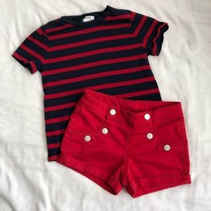 Red Sailor style Arizona denim shorts girls size 8